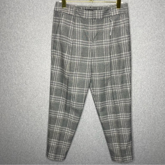 Banana Republic NWOT High Rise Pleated Tapered Leg Plaid Trousers - Picture 4 of 8